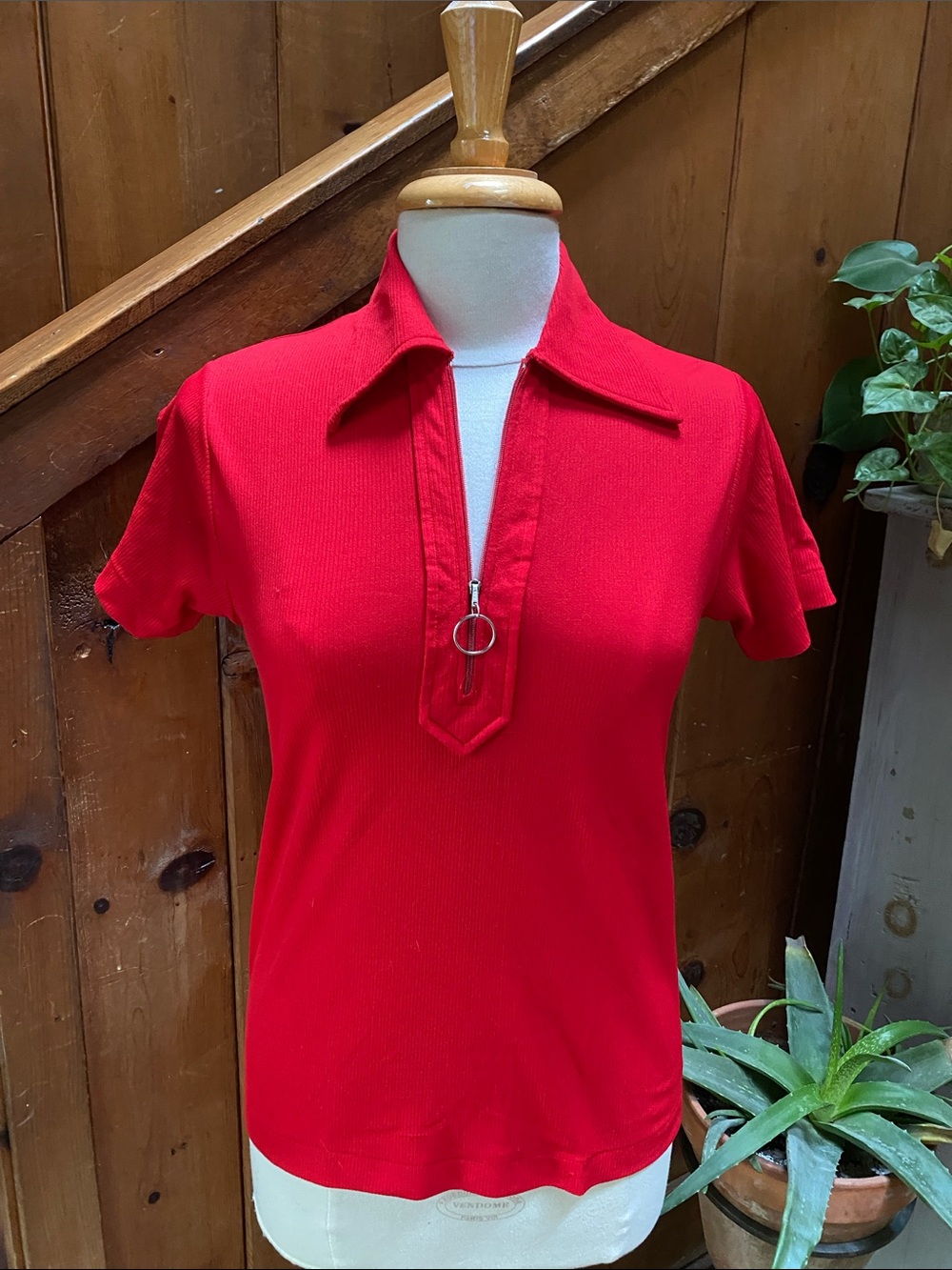 Vintage 70s O ring 1/2 Zip Short Sleeve Shirt